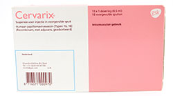 verpakking van het vaccin Cervarix ten-pack
