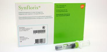 verpakking en spuit pneumokokken-vaccin Synflorix