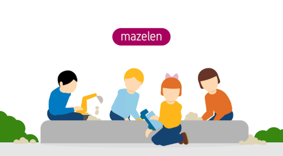 Tekening van kinderen die spelen in zandbak