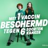 Jongen en meisje poseren op een barkruk voor campagneposter HPV vaccin